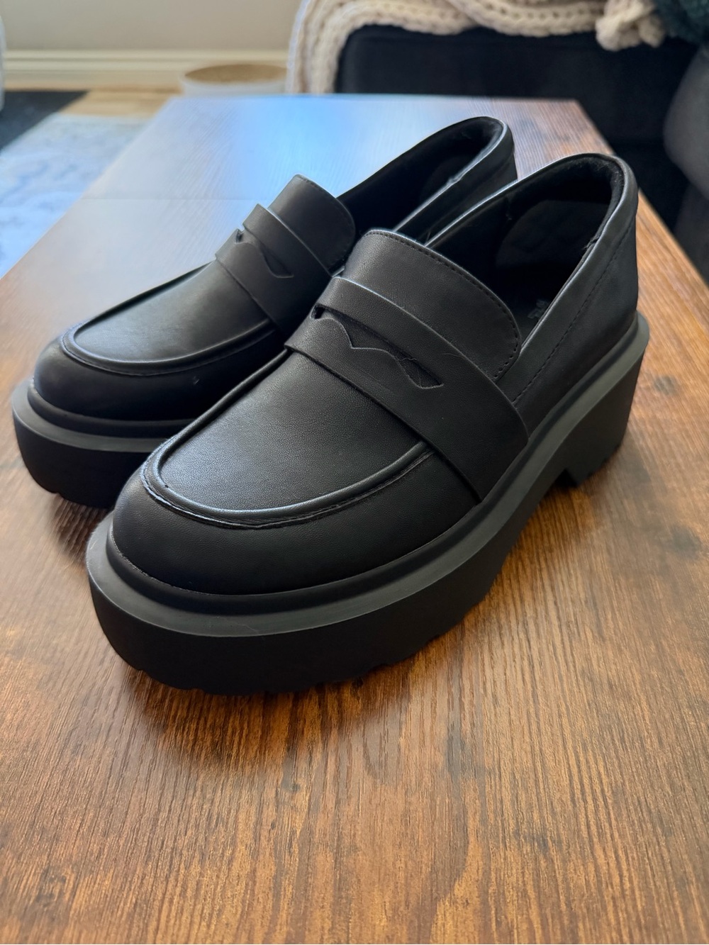 Classic Black Platform Penny Loafers for Men